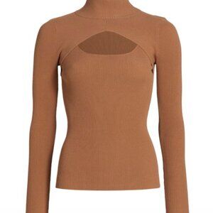 ELIE TAHARI Mock Turtleneck Cut Out Top L
